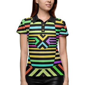 Женская рубашка поло 3D с принтом Оптическая иллюзия ,  |  | Тематика изображения на принте: 