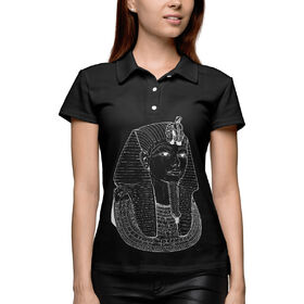 Женская рубашка поло 3D с принтом Black pharaoh в Петрозаводске,  |  | Тематика изображения на принте: 