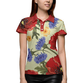Женская рубашка поло 3D с принтом Summer Flower в Тюмени,  |  | 