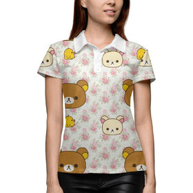 Женская рубашка поло 3D с принтом Мишки ,  |  | Тематика изображения на принте: 