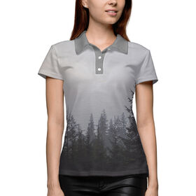 Женская рубашка поло 3D с принтом Тёмный лес ,  |  | 