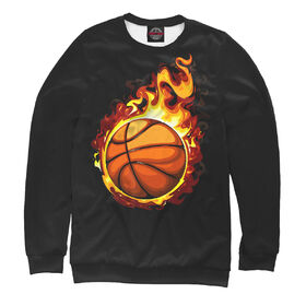 Мужской свитшот 3D с принтом Баскетбольный мяч в огне в Петрозаводске,  |  | Тематика изображения на принте: 