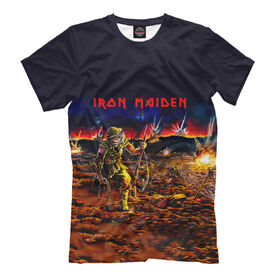 Мужская футболка 3D с принтом Iron Maiden в Белгороде, Выбор из 3-х типов ткани | <ul>
<li>Обычная ткань — интерлок, спортивный трикотаж. Плотность 140 г/м.кв. Состав: 100% полиэстер</li>
<li>Премиум ткань — джерси, мягкий трикотаж. Плотность 180 г/м.кв. Состав: 97% полиэстер, 3% эластан</li>
<li>Люкс ткань — кулирка, наиболее плотная и долговечня ткань. Плотность 210 г/м.кв. Состав: 97% полиэстер, 3% эластан</li>
</ul> | 