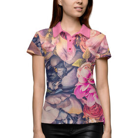 Женская рубашка поло 3D с принтом Цветочный рай в Петрозаводске,  |  | 