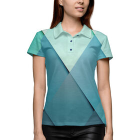 Женская рубашка поло 3D с принтом Azure rhombuses в Петрозаводске,  |  | 