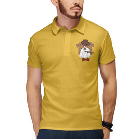 Мужская рубашка поло 3D с принтом Английский бульдог с сигарой ,  |  | Тематика изображения на принте: 