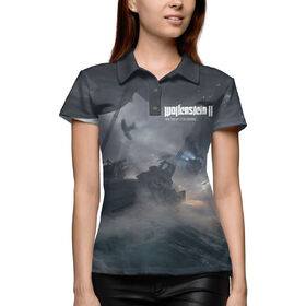 Женская рубашка поло 3D с принтом Wolfenstein 2 The New Colossus в Санкт-Петербурге,  |  | Тематика изображения на принте: 
