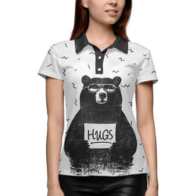 Женская рубашка поло 3D с принтом Bear Hugs в Тюмени,  |  | 