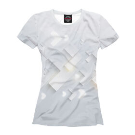 Женская футболка 3D с принтом Futuristic , Выбор из трех типов ткани | <ul> <li>Обычная ткань — интерлок, спортивный трикотаж. Плотность 140 г/м.кв. Состав: 100% полиэстер</li> <li>Премиум ткань — джерси, мягкий трикотаж. Плотность 180 г/м.кв. Состав: 97% полиэстер, 3% эластан</li> <li>Люкс ткань — кулирка, наиболее плотная и долговечня ткань. Плотность 210 г/м.кв. Состав: 97% полиэстер, 3% эластан</li> </ul> | 