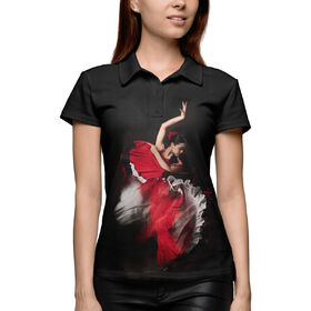 Женская рубашка поло 3D с принтом Flamenco ,  |  | 