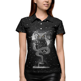 Женская рубашка поло 3D с принтом Ночная сова в Тюмени,  |  | 