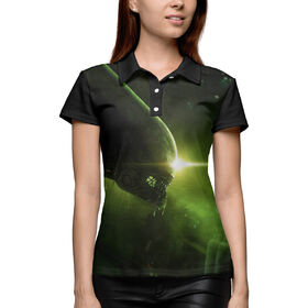 Женская рубашка поло 3D с принтом Чужой ,  |  | Тематика изображения на принте: 