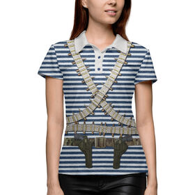 Женская рубашка поло 3D с принтом Пиф-паф ,  |  | Тематика изображения на принте: 