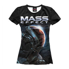 Женская футболка 3D с принтом Mass Effect в Белгороде, Выбор из трех типов ткани | <ul> <li>Обычная ткань — интерлок, спортивный трикотаж. Плотность 140 г/м.кв. Состав: 100% полиэстер</li> <li>Премиум ткань — джерси, мягкий трикотаж. Плотность 180 г/м.кв. Состав: 97% полиэстер, 3% эластан</li> <li>Люкс ткань — кулирка, наиболее плотная и долговечня ткань. Плотность 210 г/м.кв. Состав: 97% полиэстер, 3% эластан</li> </ul> | 