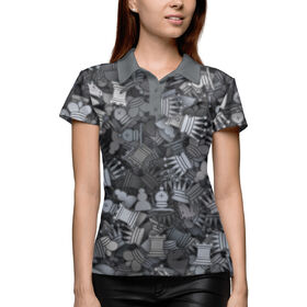 Женская рубашка поло 3D с принтом Шахматный камуфляж в Кировске,  |  | Тематика изображения на принте: 