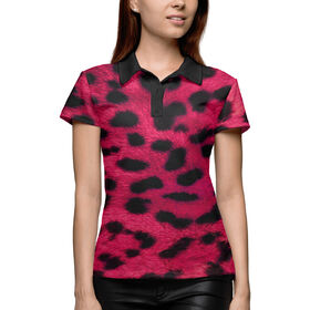Женская рубашка поло 3D с принтом Окрас леопарда ,  |  | 
