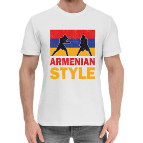 Мужская хлопковая футболка с принтом Армянский стиль в Новосибирске,  |  | Тематика изображения на принте: 