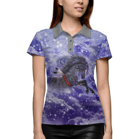 Женская рубашка поло 3D с принтом Конь летящий в Белгороде,  |  | 