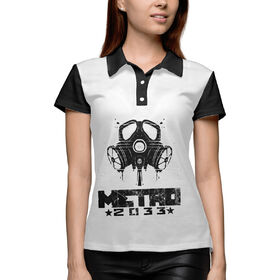 Женская рубашка поло 3D с принтом Metro 2033 black l в Тюмени,  |  | 