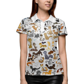 Женская рубашка поло 3D с принтом Много котиков ,  |  | 