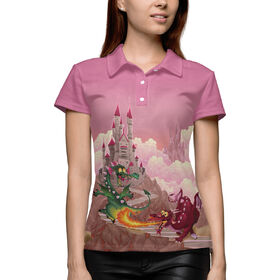 Женская рубашка поло 3D с принтом Дракончики в Петрозаводске,  |  | 