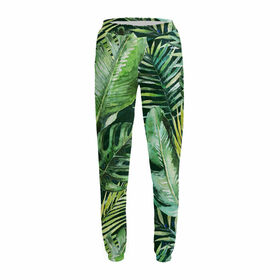 Женские спортивные штаны с принтом Тропические пальмы в Тюмени,  |  | 