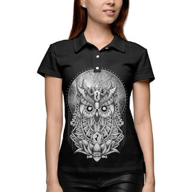 Женская рубашка поло 3D с принтом Королевская сова в Белгороде,  |  | Тематика изображения на принте: 