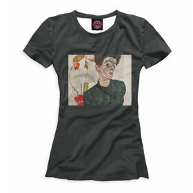 Женская футболка 3D Эгон Шиле. Автопортрет с китайскими фонариками купить в Кировске