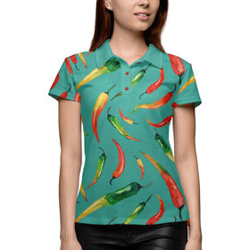 Женская рубашка поло 3D с принтом Чили перчики ,  |  | 