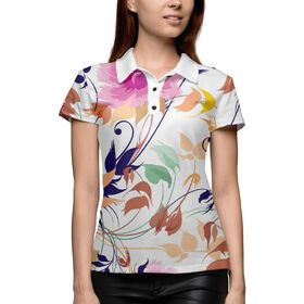 Женская рубашка поло 3D с принтом Flower в Тюмени,  |  | 