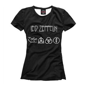 Женская футболка 3D с принтом Led Zeppelin в Курске, Выбор из трех типов ткани | <ul> <li>Обычная ткань — интерлок, спортивный трикотаж. Плотность 140 г/м.кв. Состав: 100% полиэстер</li> <li>Премиум ткань — джерси, мягкий трикотаж. Плотность 180 г/м.кв. Состав: 97% полиэстер, 3% эластан</li> <li>Люкс ткань — кулирка, наиболее плотная и долговечня ткань. Плотность 210 г/м.кв. Состав: 97% полиэстер, 3% эластан</li> </ul> | 