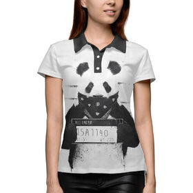 Женская рубашка поло 3D с принтом Панда арестован в Новосибирске,  |  | 