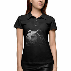 Женская рубашка поло 3D с принтом Медведь в Кировске,  |  | 