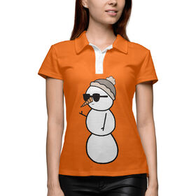 Женская рубашка поло 3D с принтом Крутой снеговик в Петрозаводске,  |  | 