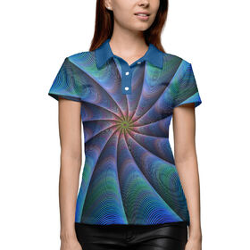Женская рубашка поло 3D с принтом Психоделическая воронка в Екатеринбурге,  |  | 