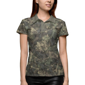 Женская рубашка поло 3D с принтом Камуфляж с рыбьими скелетам ,  |  | Тематика изображения на принте: 