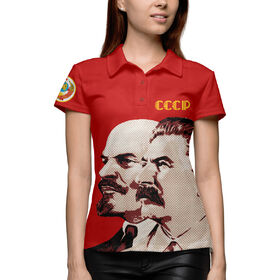 Женское поло 3D с принтом Ленин - Сталин в Екатеринбурге,  |  | 