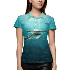 Женская рубашка поло 3D с принтом Акула молот в Санкт-Петербурге,  |  | 