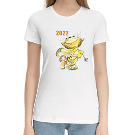 Женская хлопковая футболка с принтом Символ года 2022 ,  |  | 