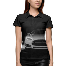 Женское поло 3D с принтом Tesla Model S ,  |  | Тематика изображения на принте: 