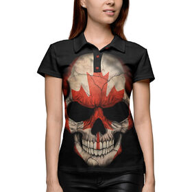 Женская рубашка поло 3D с принтом Череп - Канада в Курске,  |  | 