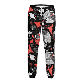 Мужские спортивные штаны с принтом Цветы и электрические скаты в Курске,  |  | Тематика изображения на принте: 