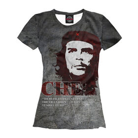 Женская футболка 3D с принтом Che Guevara в Санкт-Петербурге, Выбор из трех типов ткани | <ul> <li>Обычная ткань — интерлок, спортивный трикотаж. Плотность 140 г/м.кв. Состав: 100% полиэстер</li> <li>Премиум ткань — джерси, мягкий трикотаж. Плотность 180 г/м.кв. Состав: 97% полиэстер, 3% эластан</li> <li>Люкс ткань — кулирка, наиболее плотная и долговечня ткань. Плотность 210 г/м.кв. Состав: 97% полиэстер, 3% эластан</li> </ul> | 