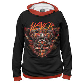 Худи 3D для мальчика с принтом Slayer в Курске, Сандвич,  плотность180 гр/кв. м.; Состав: 100% полиэстер | Ткань сандвич - ткань, специально разработанная для сублимационной печати. Снаружи это 100% полиэстеровый трикотаж, изнутри - 100% нежный хлопок.  Ткань мягкая, эластичная, хорошо держит форму. Ткань не мнется, гигиеничная, хорошо пропускает воздух, легко впитывает влагу, легко стирается и  быстро сохнет.  | 