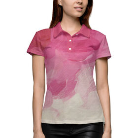 Женская рубашка поло 3D с принтом Малиновые краски в Екатеринбурге,  |  | 