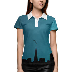 Женская рубашка поло 3D с принтом Ночной город в Кировске,  |  | 