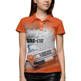 Женская рубашка поло 3D с принтом ВАЗ-2107 в Курске,  |  | Тематика изображения на принте: 