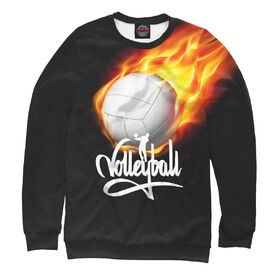 Мужской свитшот 3D с принтом Волейбольный мяч в огне в Тюмени,  |  | Тематика изображения на принте: 