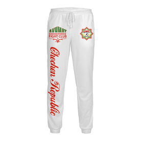 Мужские спортивные штаны с принтом Akhmat Fight Club White в Санкт-Петербурге,  |  | Тематика изображения на принте: 