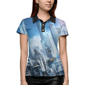 Женская рубашка поло 3D с принтом Mirror`s Edge в Кировске,  |  | 